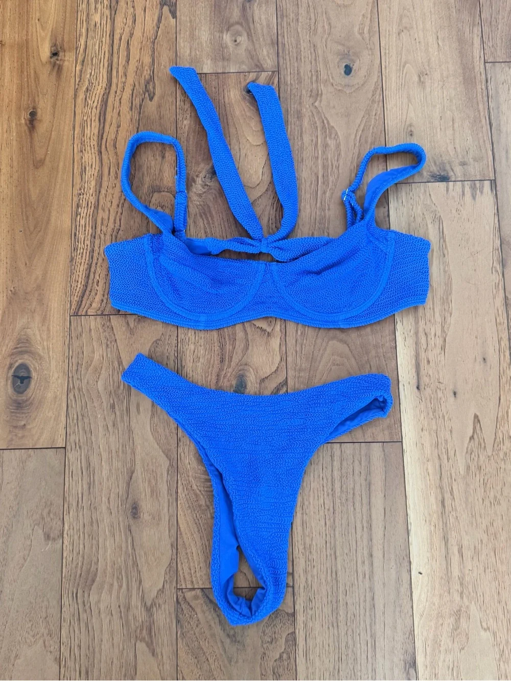 Monday Swimwear Cobalt Blue Textured Underwire Bikini